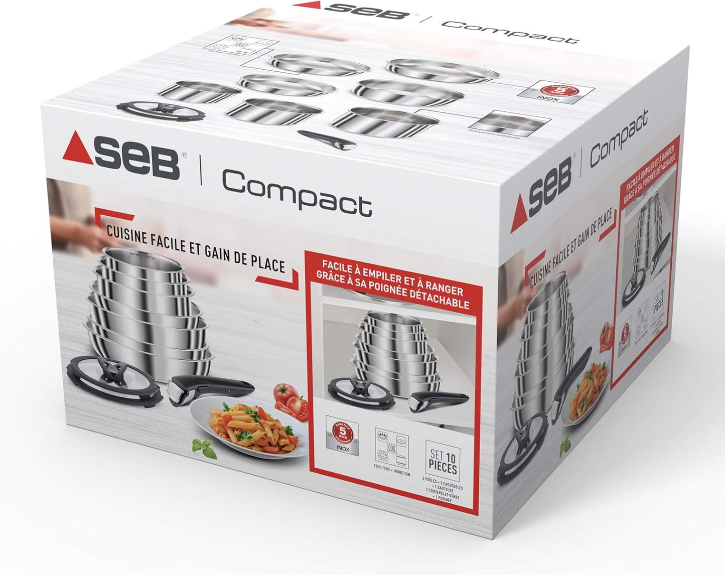 Seb Compact Inox Batterie de cuisine 10 pièces L953SA04