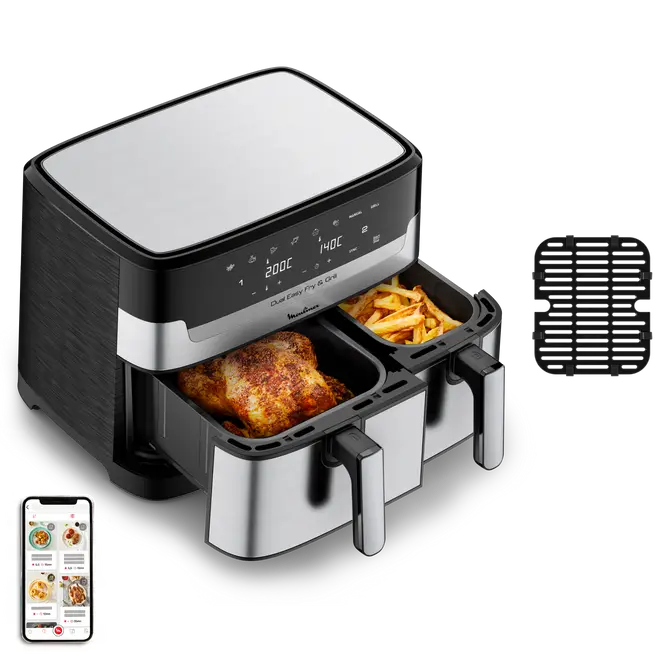 MOULINEX DUAL EASY FRY & GRILL 8,3 L en acier inoxydable EZ905D20